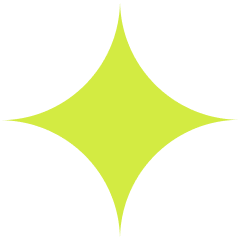 A yellow star-shaped design with four pointed tips on a transparent background.