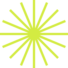 A green sunburst pattern with numerous rays extending from a central point on a white background.